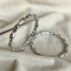 Bamboo Hinge Bangle Bracelet | Platinum Plated Luxury Jewelry